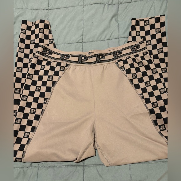 PINK Victoria's Secret Pants - VICTORIA’S SECRET PINK Active Tan and Black Checkered Leggings Womens Size XXL